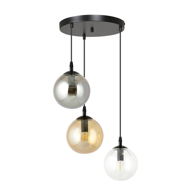 Harley 3 - Light Black Sphere Pendant, Graphite/Clear/Gold