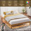 Structure de lit plateforme en bois grand format avec support à lattes, aucun sommier requis, assemblage facile, conception en pin rustique