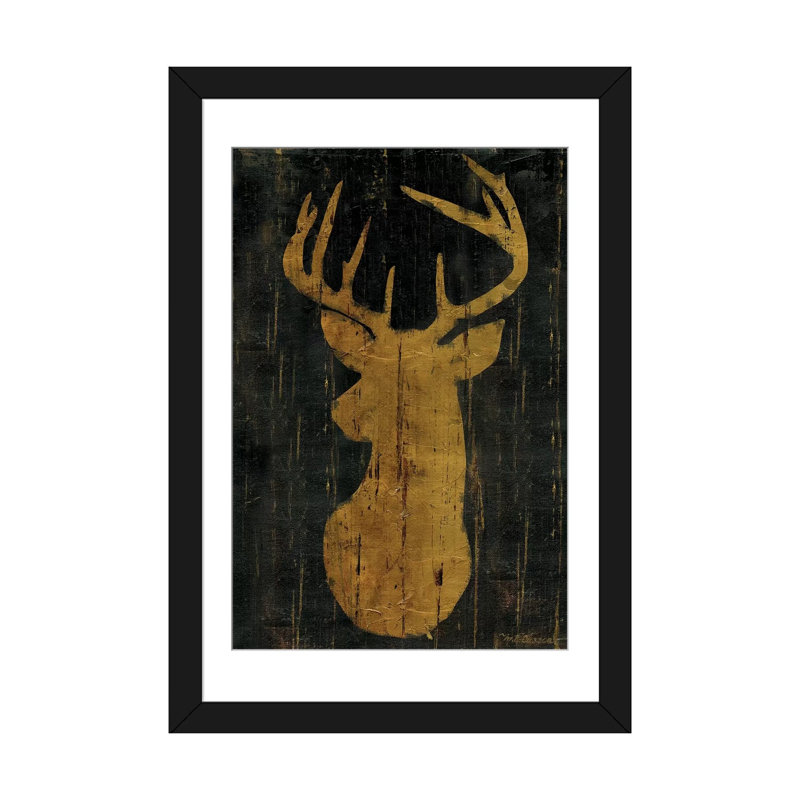 « rustique preproduction animaux head cerf », impression sur toile, H 24 po x l 16 po x P 1 po, Papier d'art encadré noir