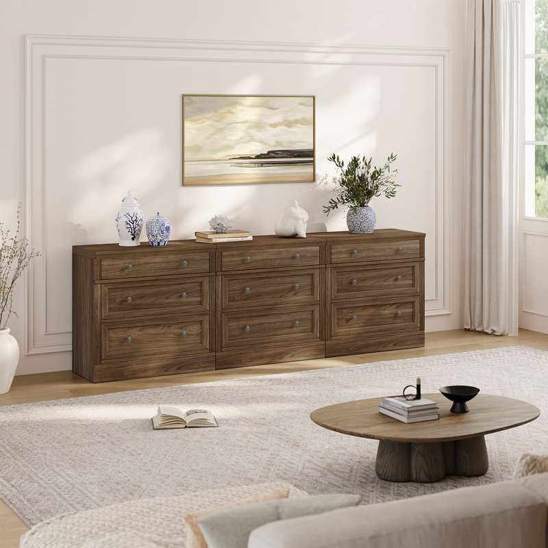 Meuble télé 94,5 po Viesville Retro Elegant, Walnut