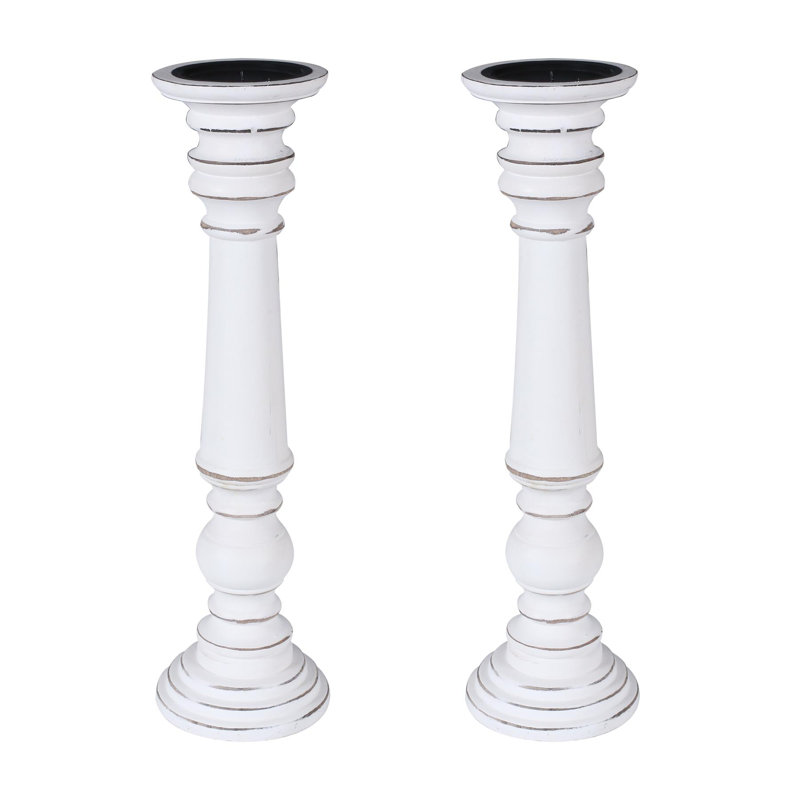 2 Piece Wood Pillar Set,  31cm H x 13cm W x 13cm D