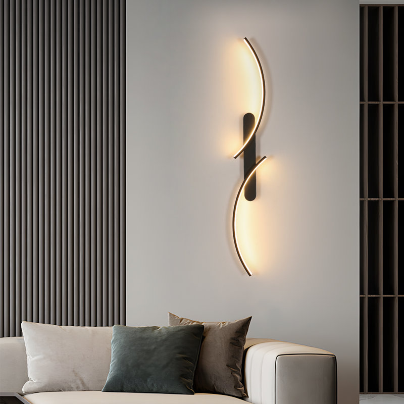 Black 100cm Modern LED Wall Light Black