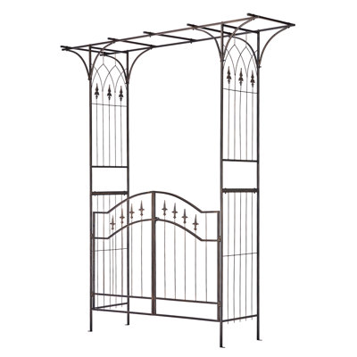 6.8Ft Iron Garden Arbor With Gate