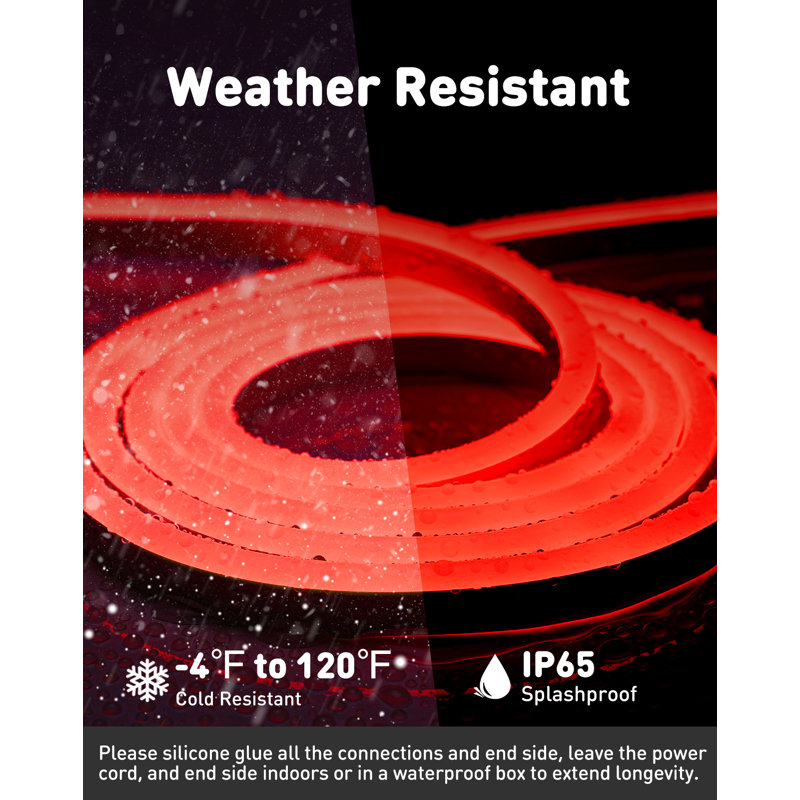 Shine Decor 120V Neon Rope Lights Red, 1176"