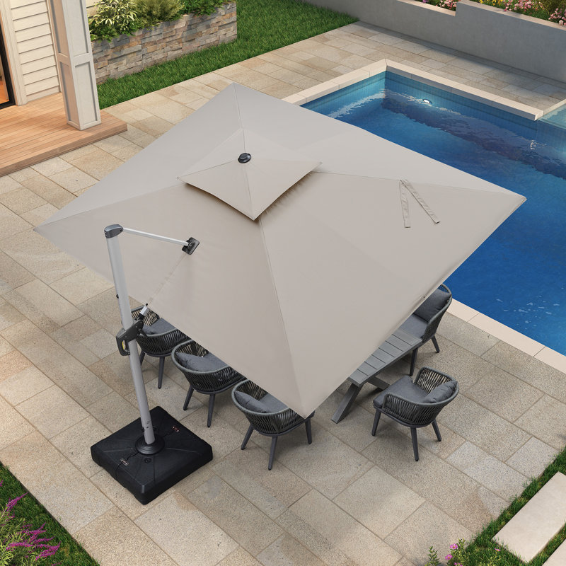 274cm X 365cm Rectangular Cantilever Parasol, Beige