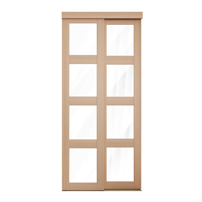 36 po x 80 1/2 po 4 portes coulissantes transparentes à miroir, sésame