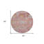 Tapis d'intérieur rond lavable floral rose et doré 8 pi