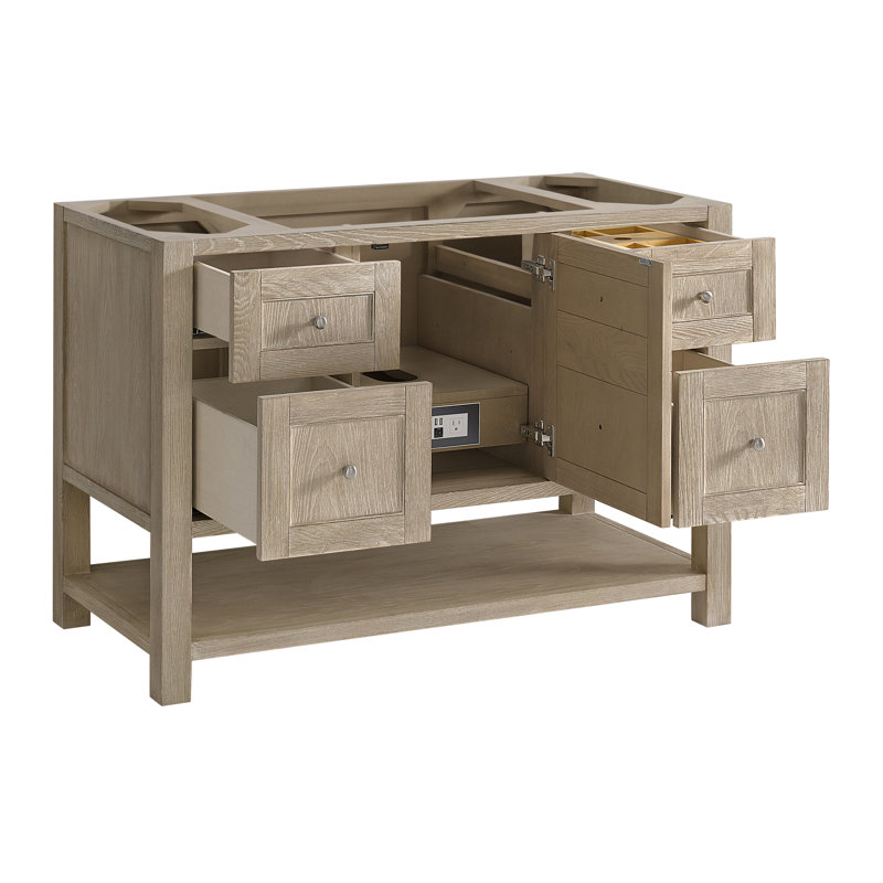 Breckenridge 48'' W Single Bathroom Vanity Base, Whitewashed Oak