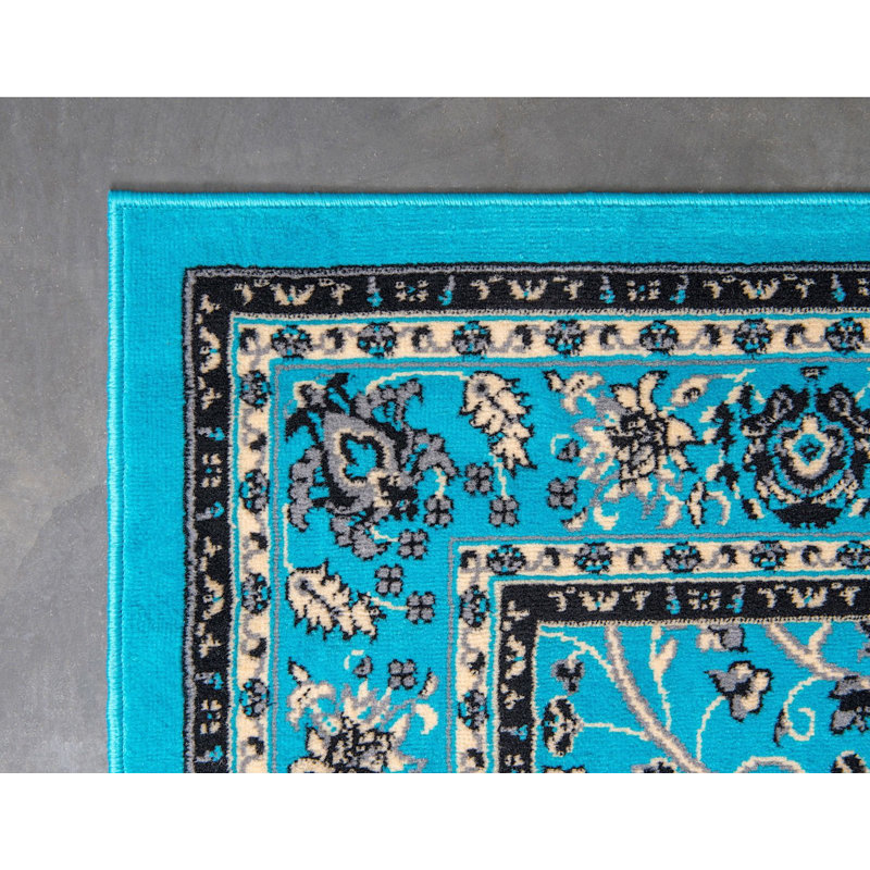 Tapis bourgogne Bhatari, Rectangle 9 pi x 12 pi, Turquoise
