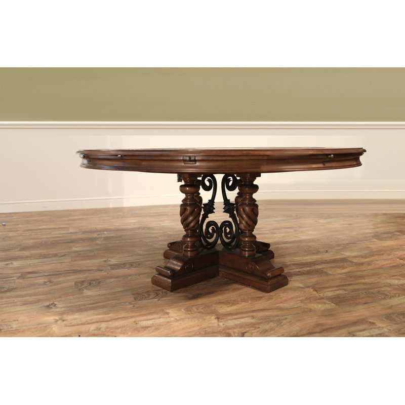 Extendable Round Solid Wood Dining Table
