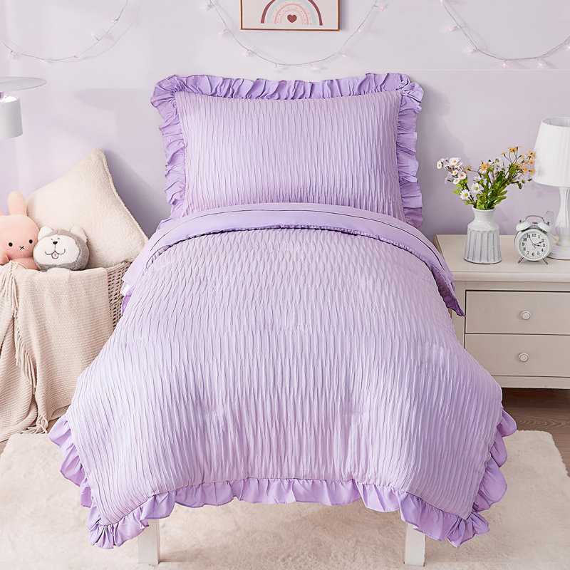 Ensemble de literie pour lit de bébé 4 pièces Seersucker Textured Comprend un édredon, un drap plat, un drap-housse et une taie d'oreiller