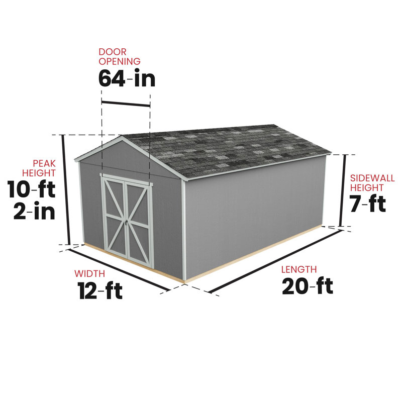 Astoria 12 ft. W x 20 ft. D Wood Storage Shed With Floor, No