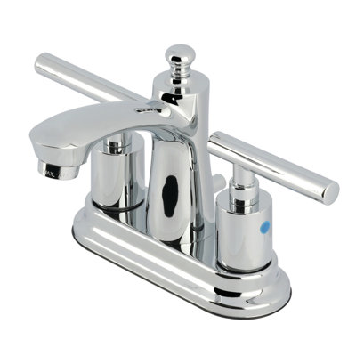 Robinet de salle de bain central à 4 poignées à 3 trous avec bonde escamotable Kingston Brass Kingston