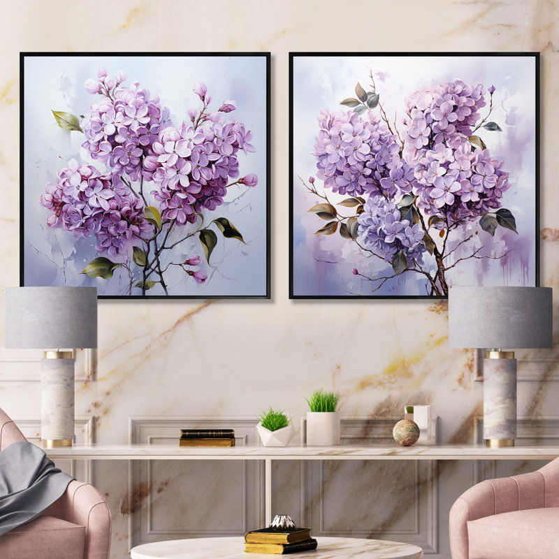 Ensemble de 2 mini-lilas Minimalist Elegance Dreamscape, Cadre flottant noir, H 16 po x l 33 po
