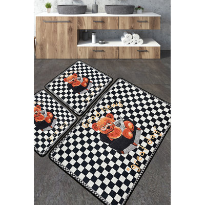 Luxurious Bathmat Set (3 Pieces), Soft Polyester, 23.6 x 39.4 inches (1 Piece) & 19.7 x 23.6 inches (2 Pieces) | Antibacterial, Non-Slip Underside, 20.5 oz/sq ft | Machine Washable & Durable, Perfect for Elegant Bathrooms
