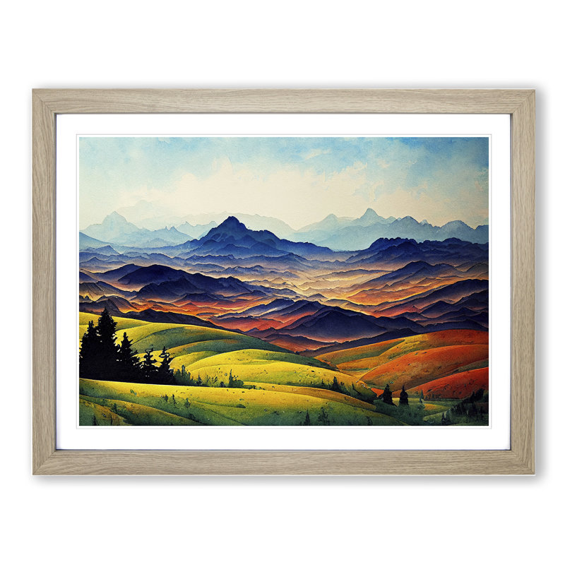Spring Mountain Scene Vol.1 - Single Picture Frame Print, Oak, 46cm H x 64cm W x 2cm D