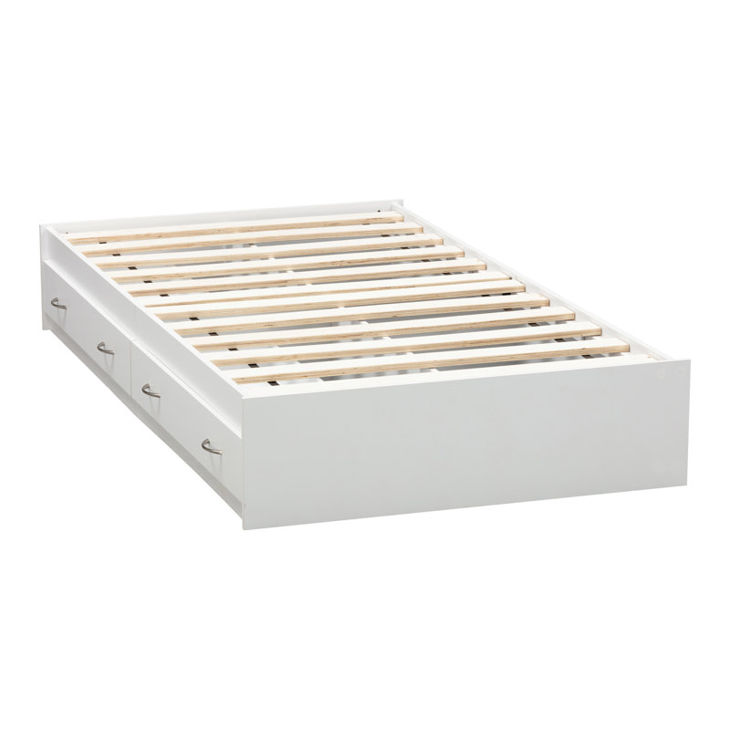 Twin Mates Bed with Drawers, White