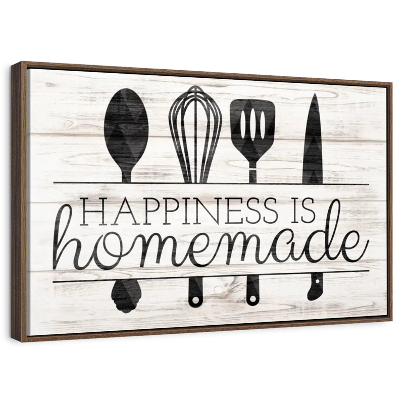 Happiness Is Hommade Kitchen Tools, Cadre flottant noyer, 31 po x 21 po
