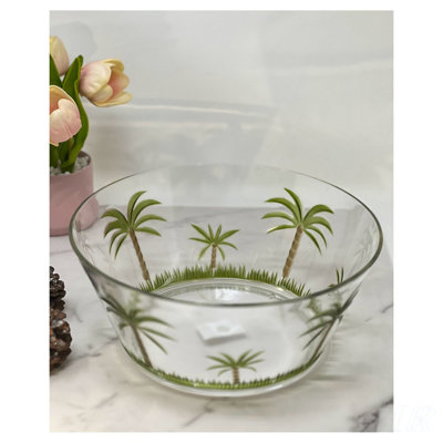Palm Tree Acrylic Serving Bowls, Unbreakable Large Plastic Bowls for Durable and Versatile Use in Kitchens and Parties