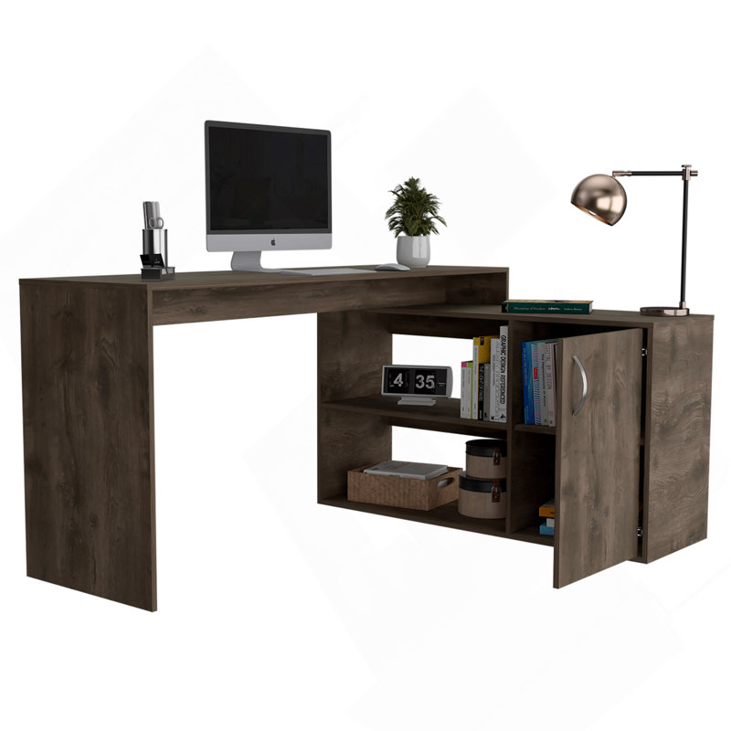 Bureau en L Desti, bureau, brun foncé