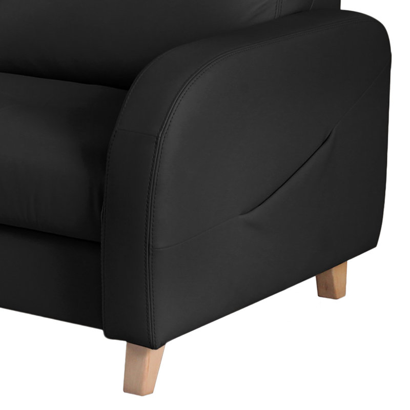 Roger Leather Corner Sofa, Left Hand Facing, Black