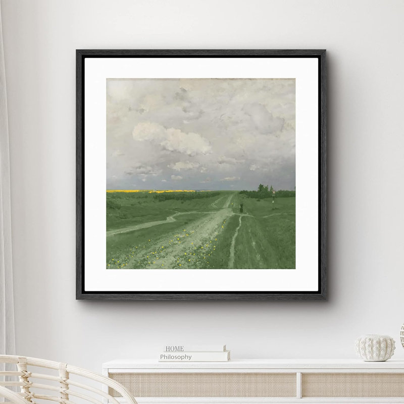 Vintage Pastel Green Pasture, reproduction d'art sur toile, H 24 po x l 24 po, Noir