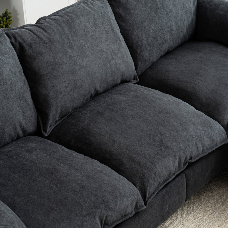 Salon en L avec rangement et tissu gris, convertible et hypnotisant, de style moderne et confortable, Gris