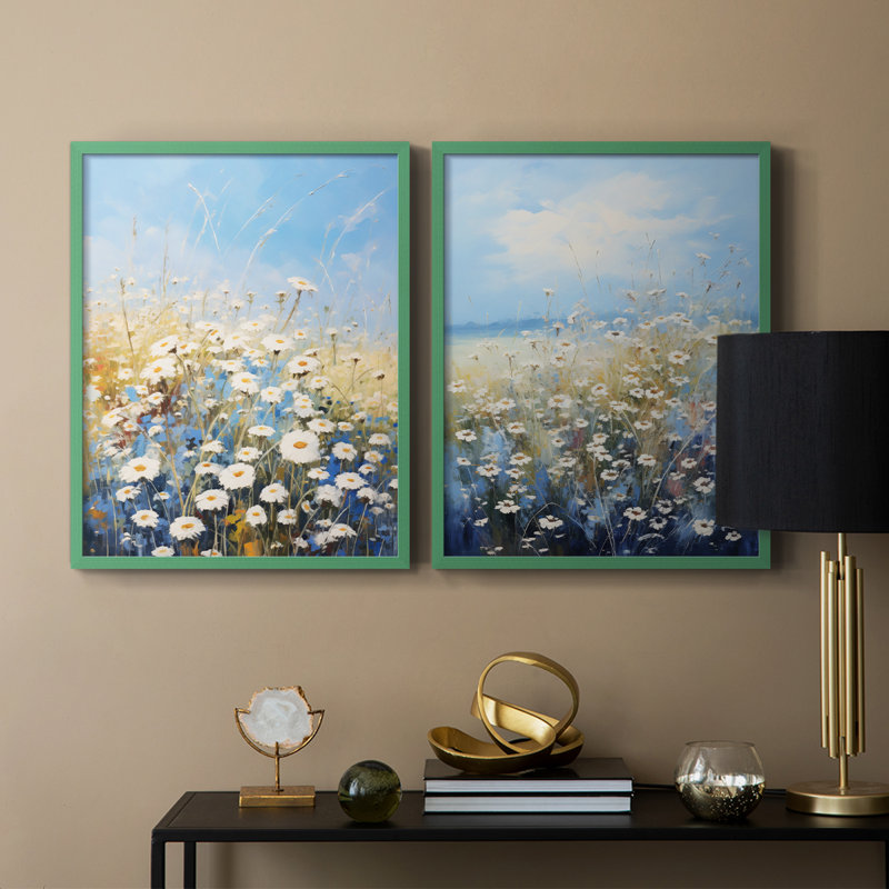 Impression encadrée FLORAL Series I-Premium - prête à être accrochée - aucun clou requis - aucun clou requis, Gris