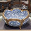 Porcelain Scallop Bowl With Bronze Blue White Floral