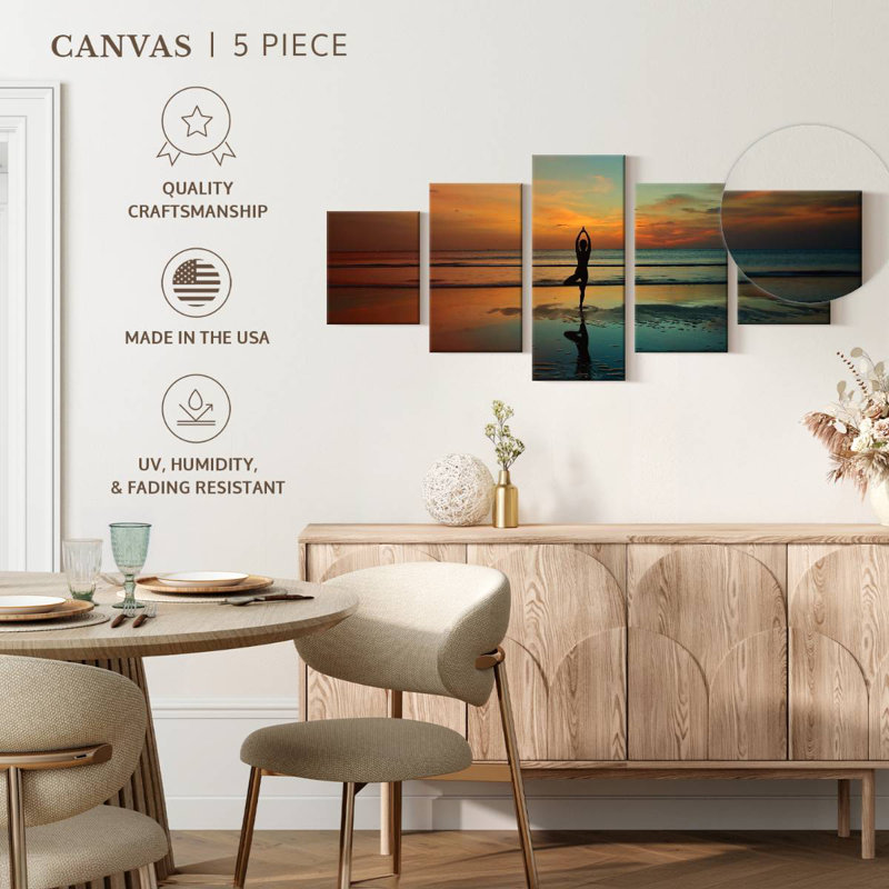 Pose de yoga coucher de soleil, H 24 po x l 55 po