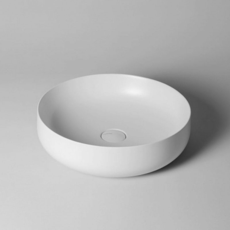 WS Bath Collections Seed 17.7'' Ceramic Circular Bathroom Sink, Matte White, Matte White