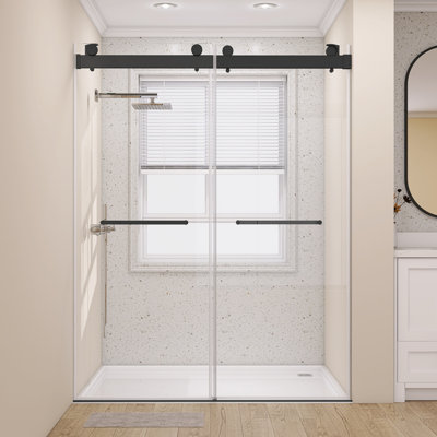68" - 72" W x 79" H Extra Height Frameless Double Sliding Shower Door with 3/8 in Tempered Clear Glass