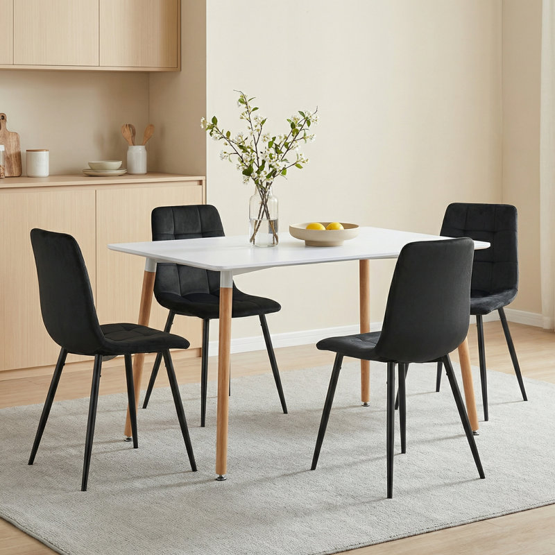 4 - Person Dining Set, Black, White