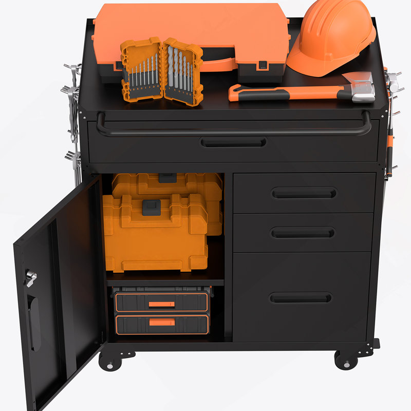 Armoire de rangement mobile pour outils - Organisateur de garage avec compartiment verrouillable et 4 tiroirs