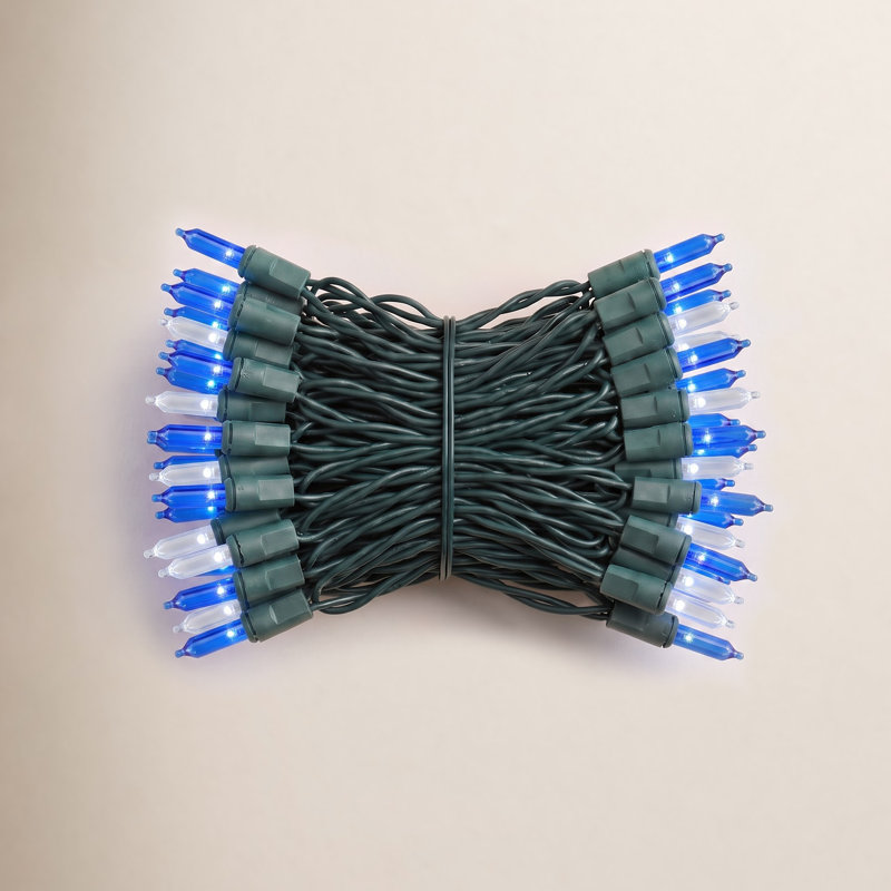 Guirlande 100 lumières DEL de Noël chaudes, Bleu / blanc pur / vert, 50
