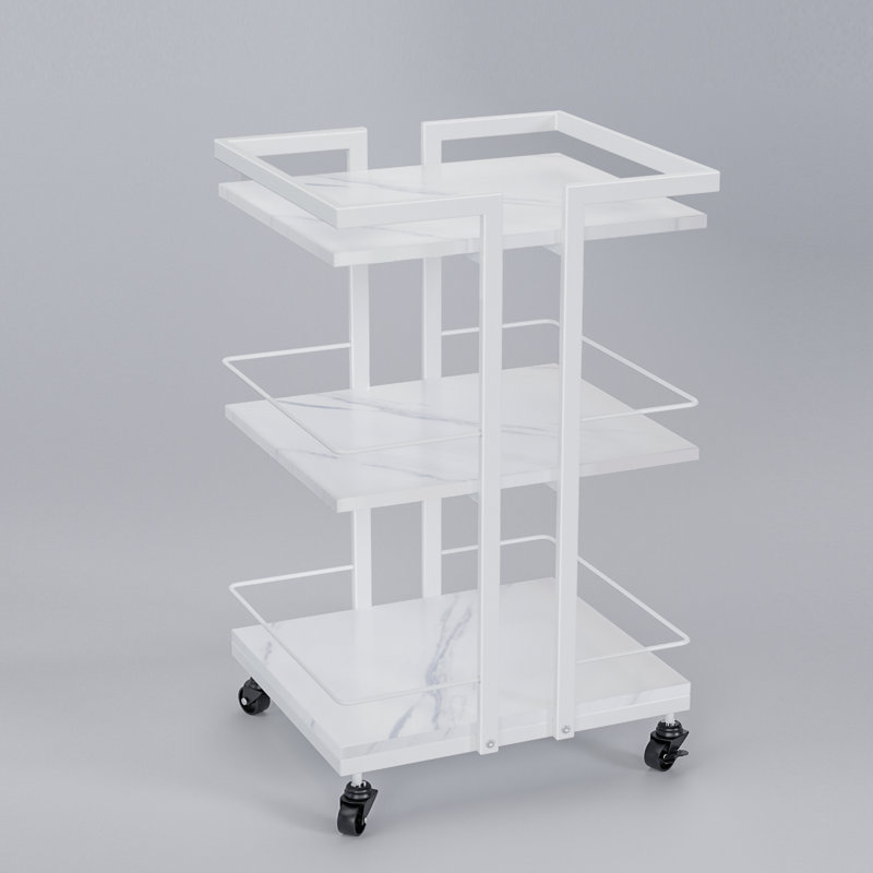 Chariot-bar utilitaire en métal, Blanc