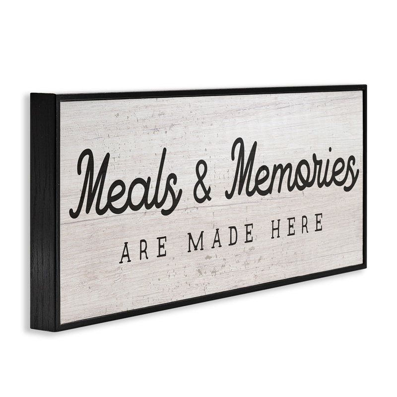 Plaque de cuisine "Meals & Memories", giclée noire par Daphne Polselli, H 10 po x l 24 po, Giclée encadrée noir minuit