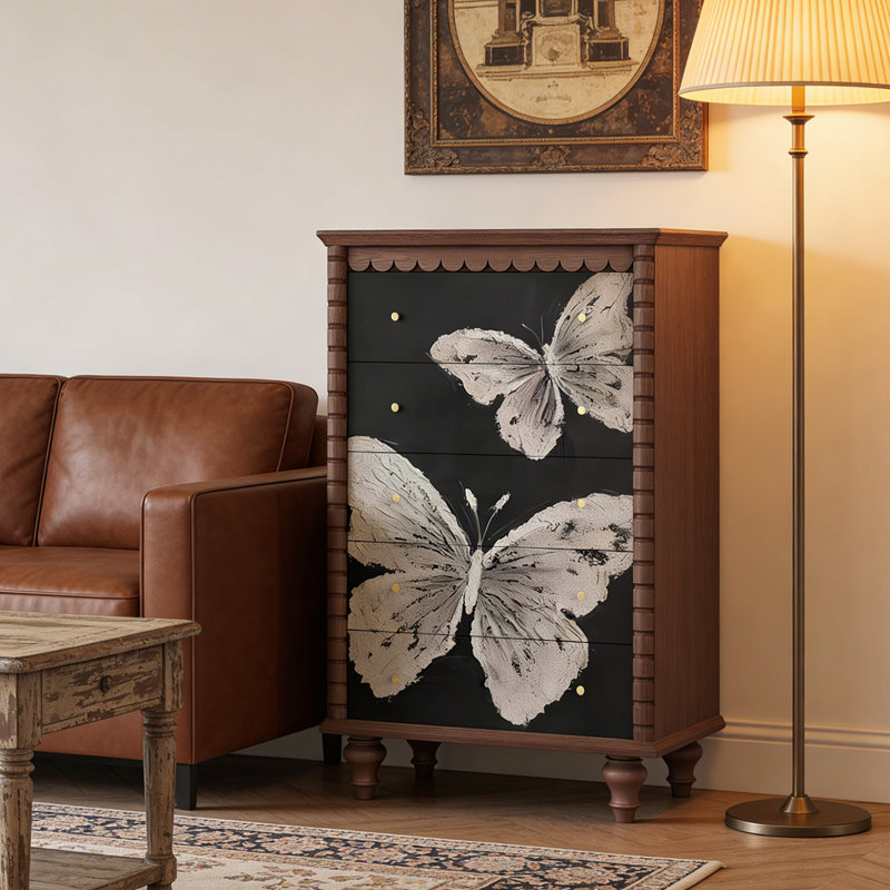 Commode d'entrée Mid-Century en bois massif, Espresso