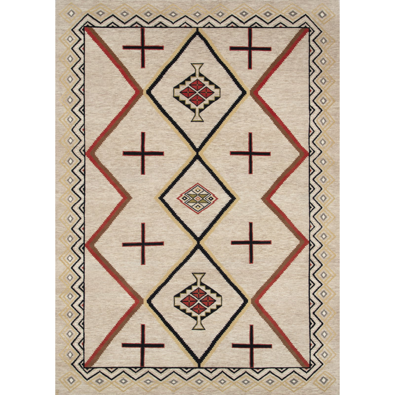 Mesa Hand Knotted Wool Geometric Shapes Area Rug, Rectangle 10' x 14'