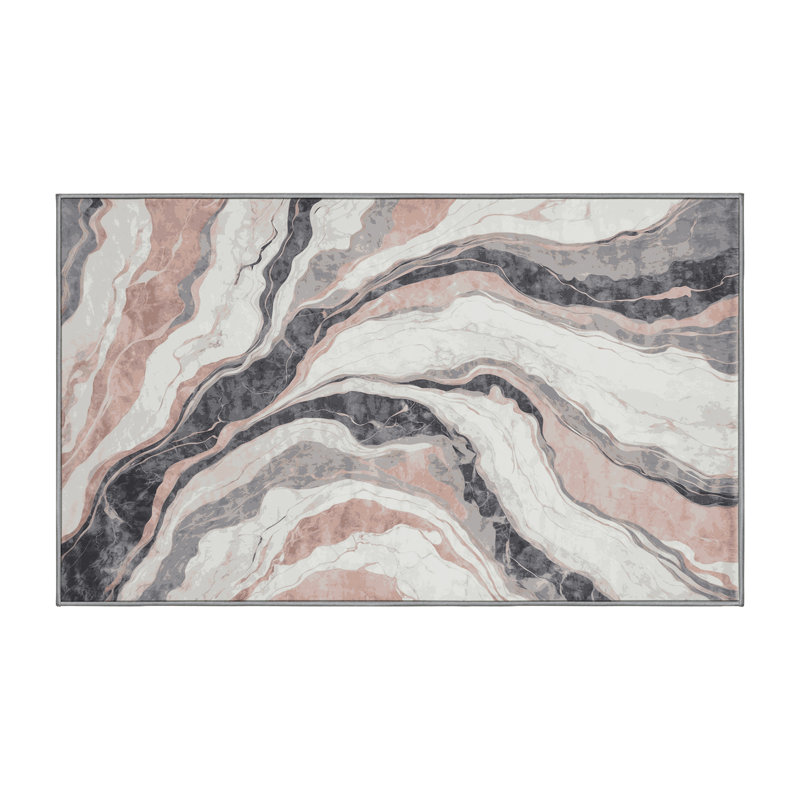 Machine Washable Gray Area Rug, Rectangle 6' x 9'