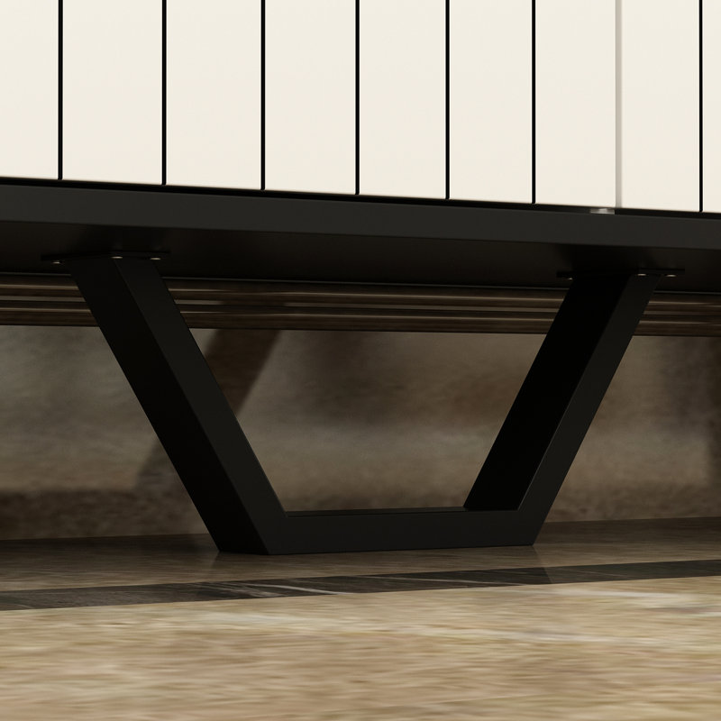 Commode 4 portes avec pieds en métal et tablettes réglables