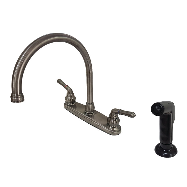 Kingston Brass Magellan Two-Handle 4-Hole 8" Centerset Kitchen Faucet with Side Sprayer