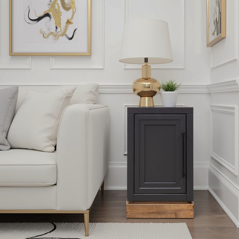 Table d'appoint 15 po Nora, sans assemblage requis, finition noire et whisky, Plateau noir / base whisky