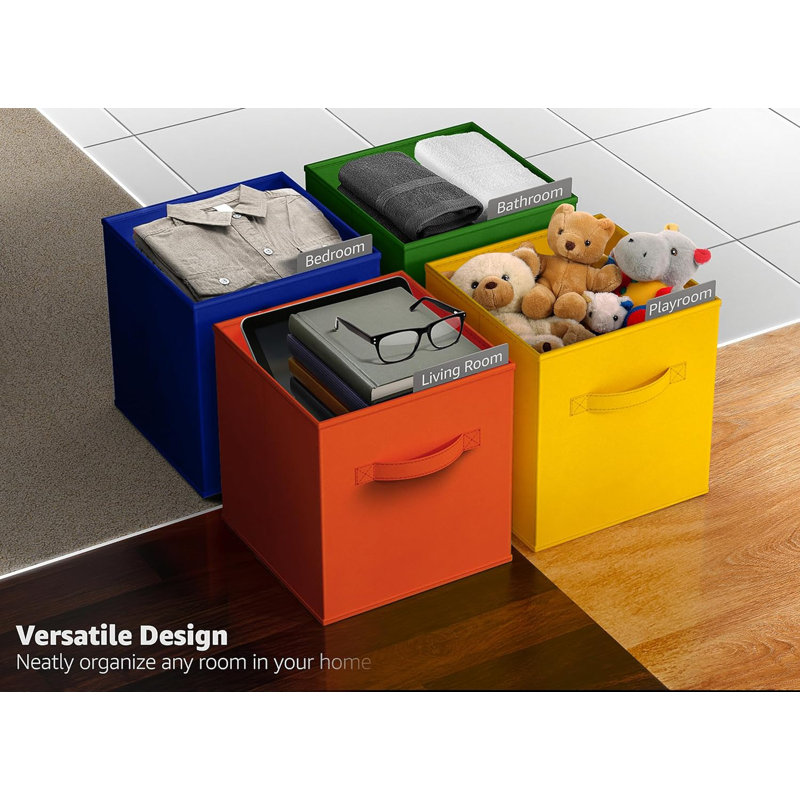 Ensemble de cubes de rangement en tissu, 6, Mauve / Vert / Orange