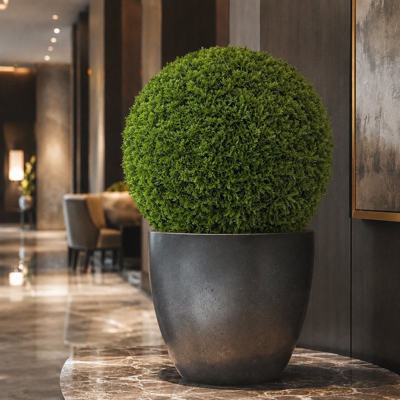 3Rd Street Inn Cypress Topiary Ball, 2 Pack, 19" H x 19" W