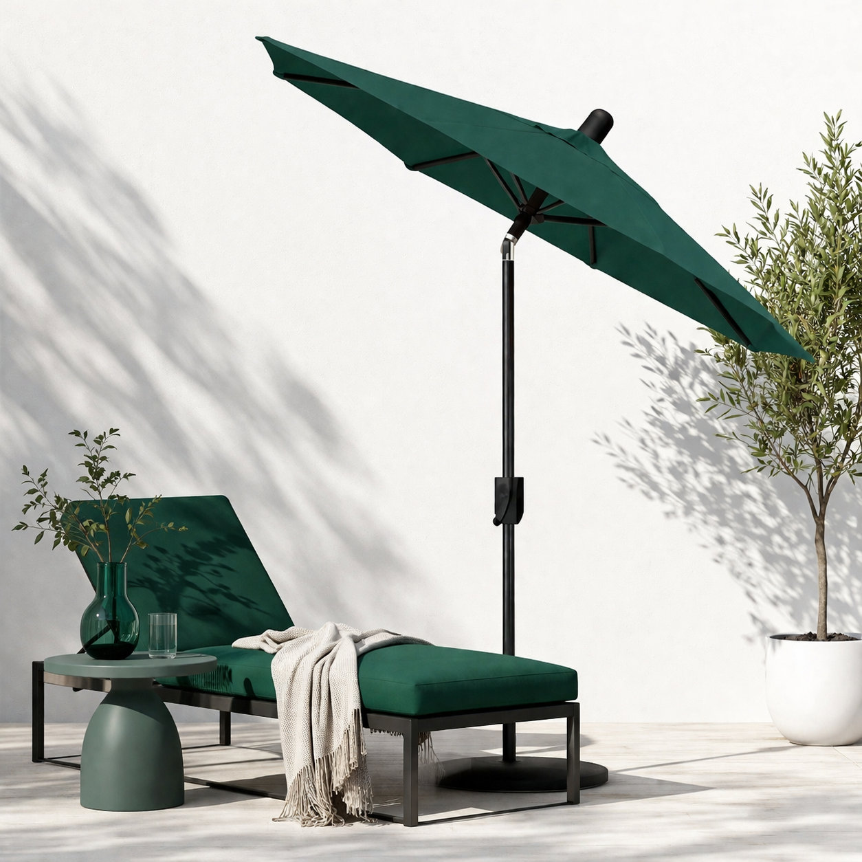 Natalie 74.5'' Outdoor Umbrella, Antique Bronze, Canvas Forest Green