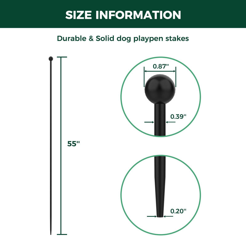Piquets de remplacement pour parc pour chien FXW, seulement pour Rollick / parc pour chien instantané, 9 pièces | Breveté