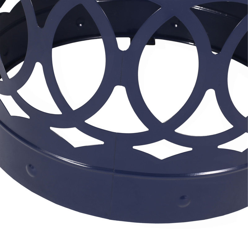 Outdoor Metal End Table -Large, Navy Blue