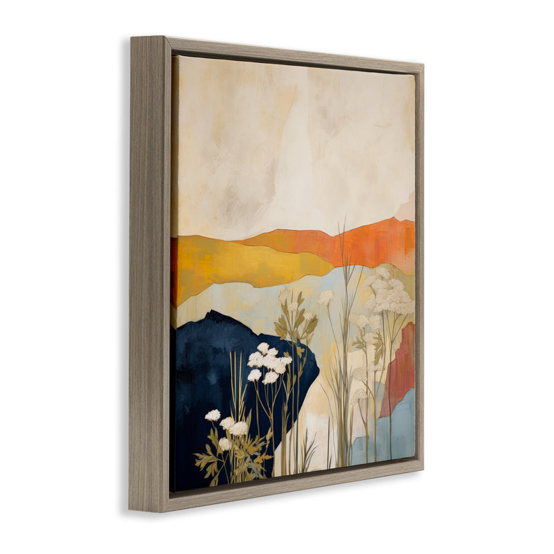 "Complex Desert Layers", art mural sur toile flottante par Irena Orlov, H 18 po x l 18 po, Cadre flottant orme Montalcino