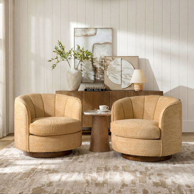 Fauteuil demi-tonneau pivotant moderne avec accoudoirs pivotants de 31 po Berklie
